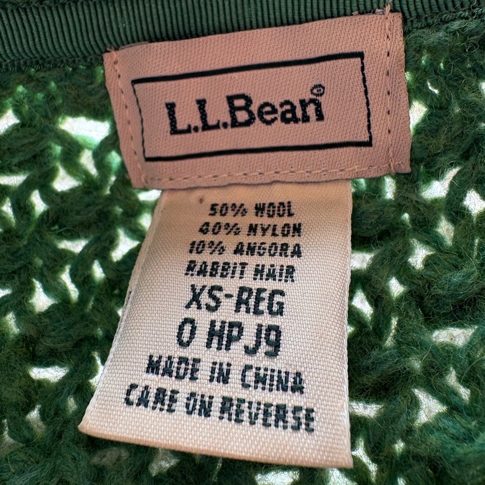 LL Bean Button Cardigan Sweater Size Small Green Angora Wool Popcorn Bobble Knit - Picture 3 of 3